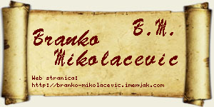 Branko Mikolačević vizit kartica